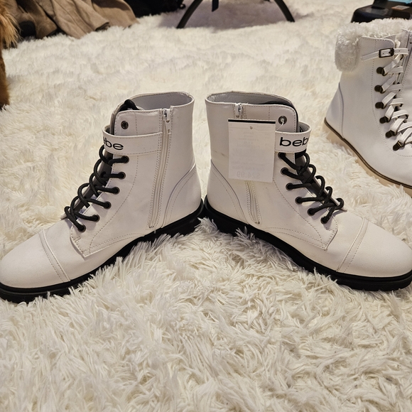Bebe Women's White Lace-Up Boots - Picture 4 of 5